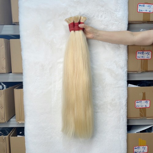 Wholesale #613 Raw Hair Bulk Blonde Straight Human Hair Bulk Extension for Braiding 1kg | Human Hair Wig | Lace Front